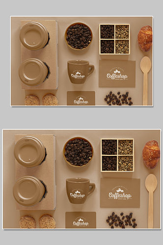 创意质感咖啡纸巾杯子咖啡豆样机