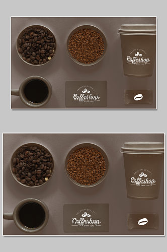 创意质感咖啡咖啡豆杯子纸巾样机