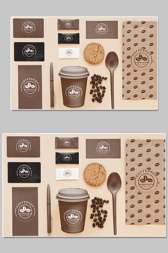 创意质感咖啡咖啡纸巾咖啡豆样机