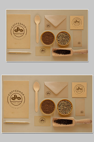 创意质感咖啡咖啡豆杯子纸巾样机