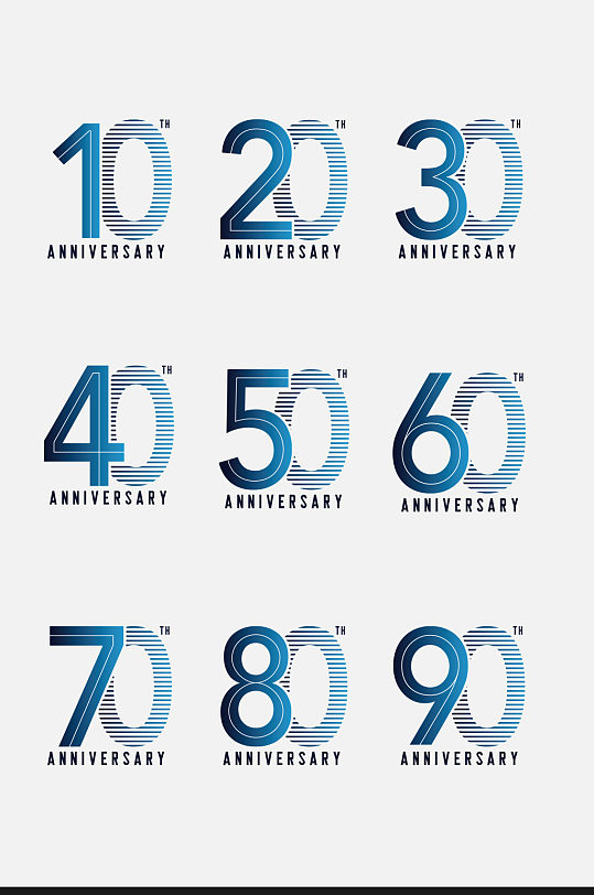 创意矢量蓝色周年纪念日周年庆年数数字