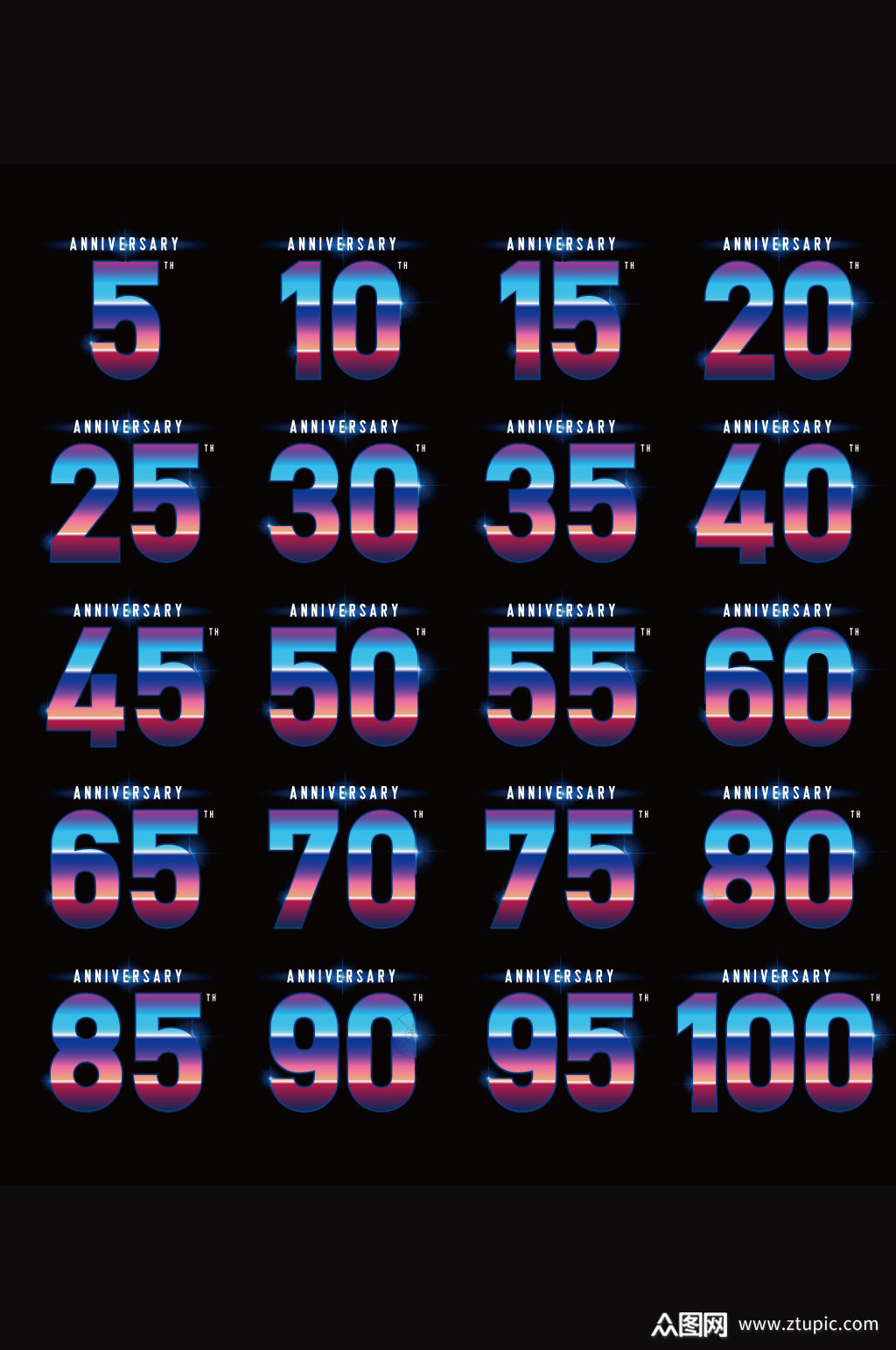 创意矢量渐变彩色纪念日数字元素设计