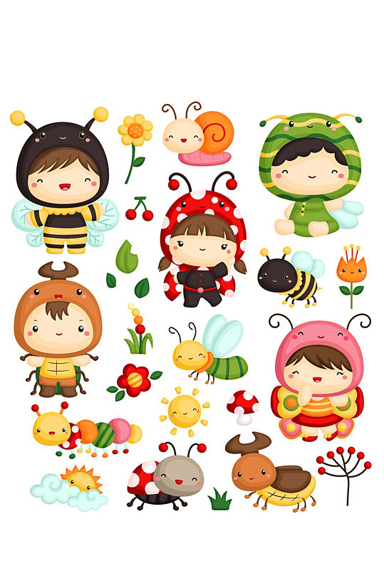 创意质感卡通动物蜜蜂元素设计