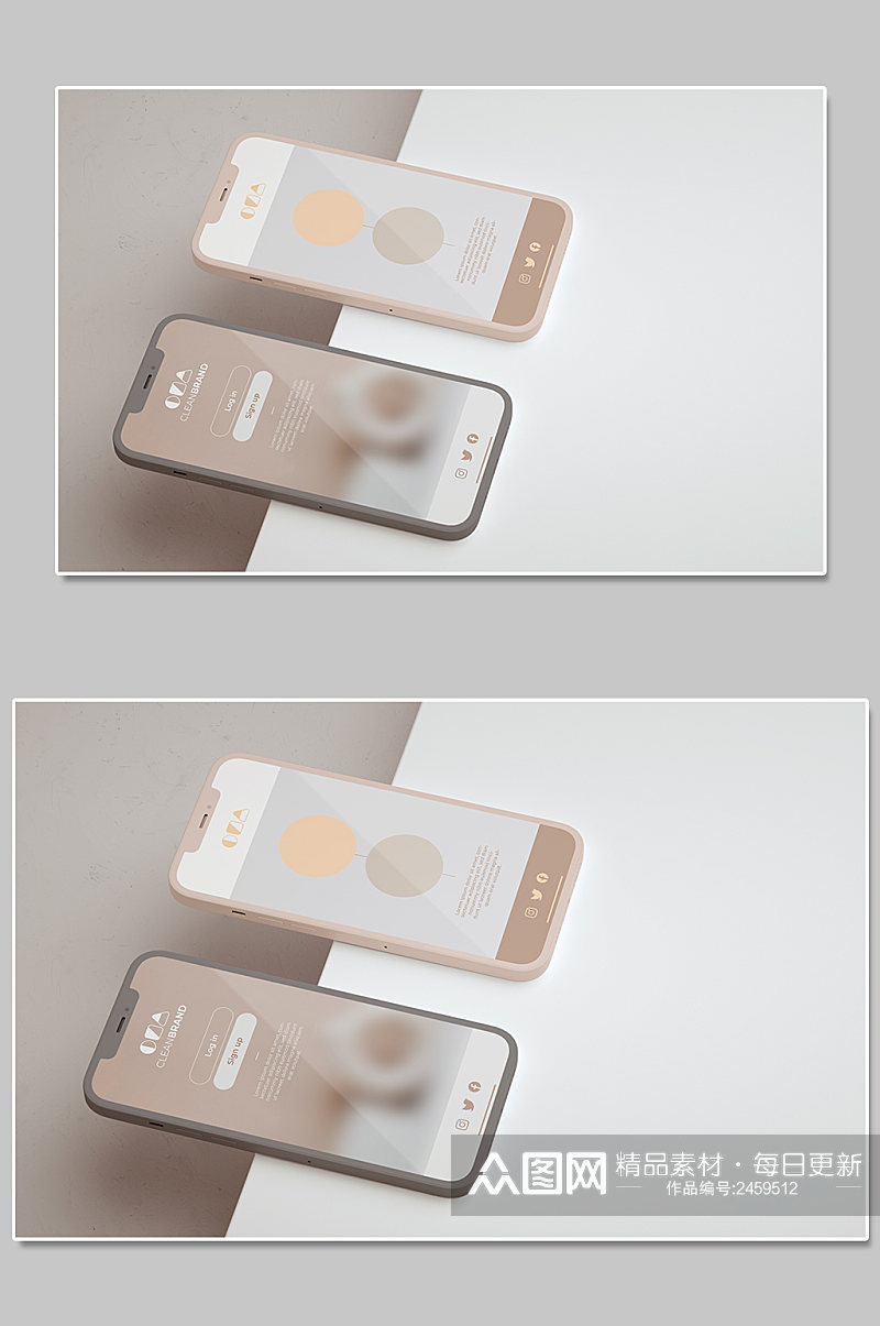 创意唯美立体苹果三星手机样机设计素材
