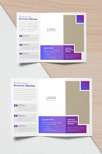 紫色大气商务企业三折页设计