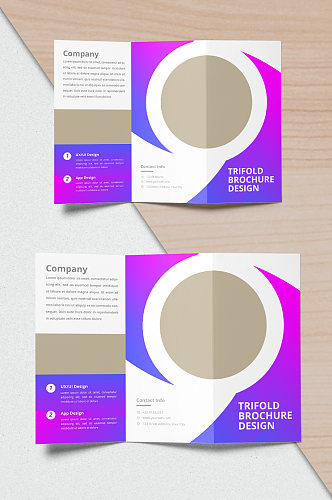 紫色渐变企业文化宣传三折页设计