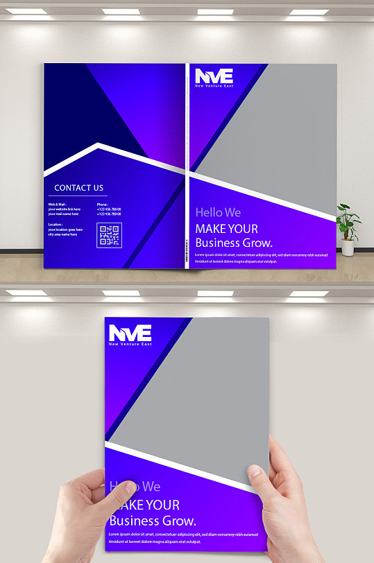 蓝紫色渐变企业文化宣传画册设计