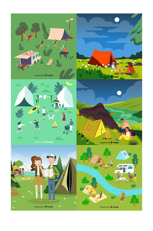 创意卡通露营旅游背景设计