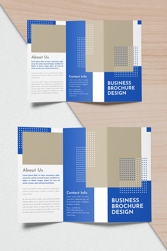 蓝色商务企业文化宣传三折页设计