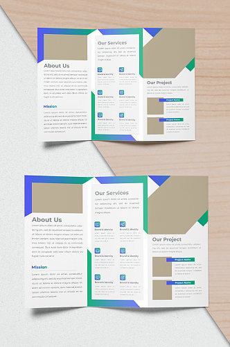 简约商务企业宣传三折页设计