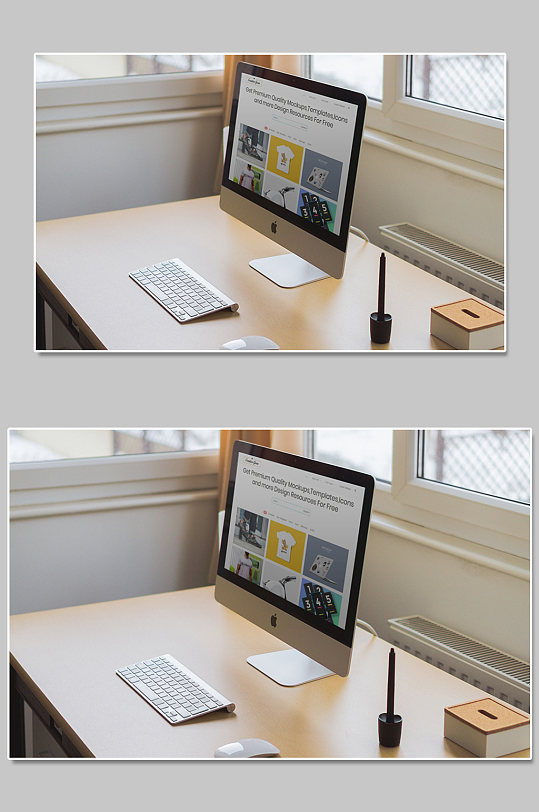 唯美电脑办公电脑显示UI样机设计