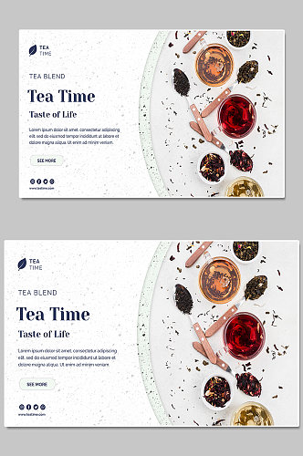创意红茶绿茶茶道展板设计