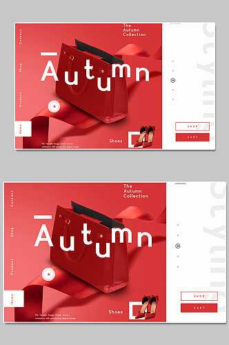 创意红色高端包包促销展板设计