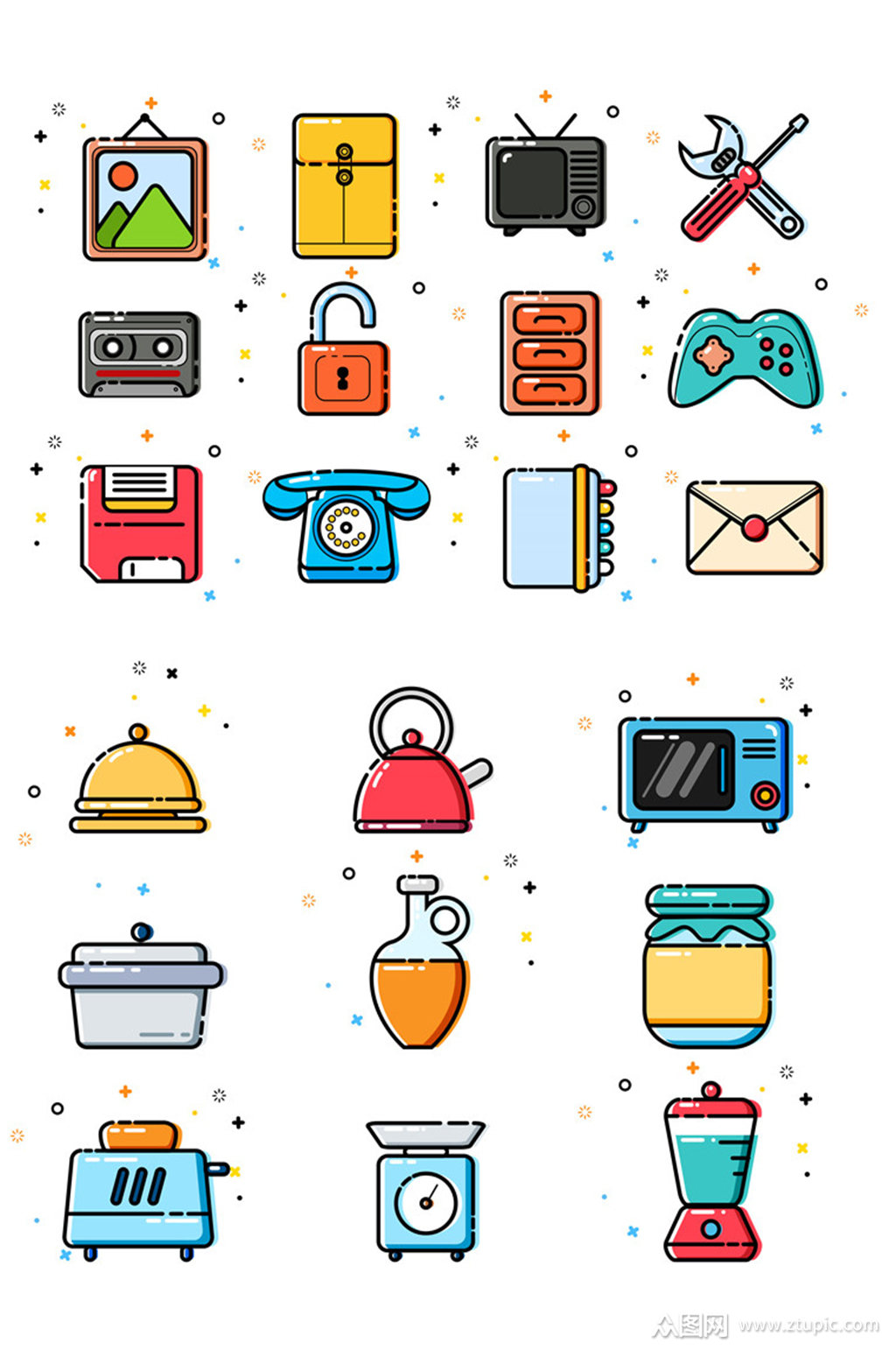 创意商务彩色手机ui图标设计