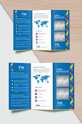 蓝色简约商务企业三折页设计