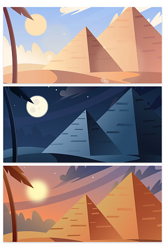 创意沙漠金字塔风景背景设计