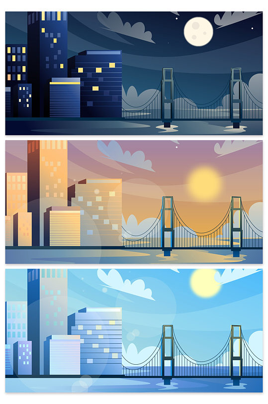 创意城市大桥夜景背景设计