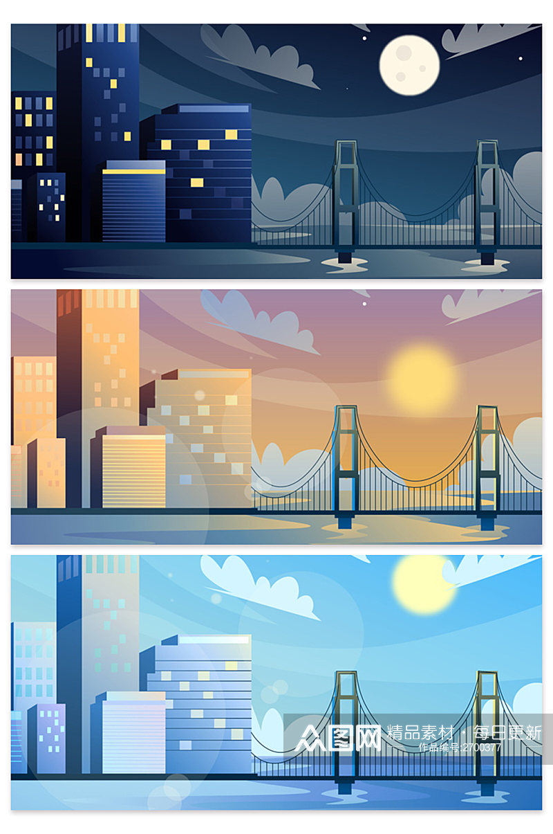 创意城市大桥夜景背景设计素材