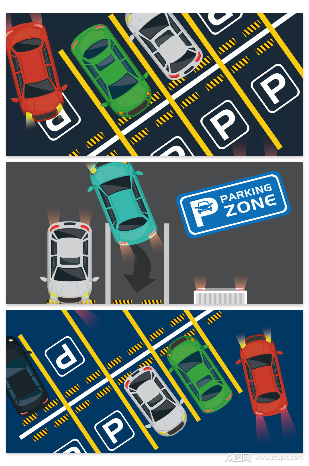 创意汽车停车位元素设计素材