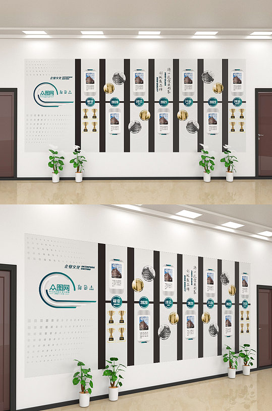 创意大气企业发展历程文化墙设计-众图网