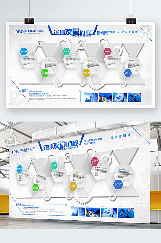 创意简约企业发展历程文化墙设计