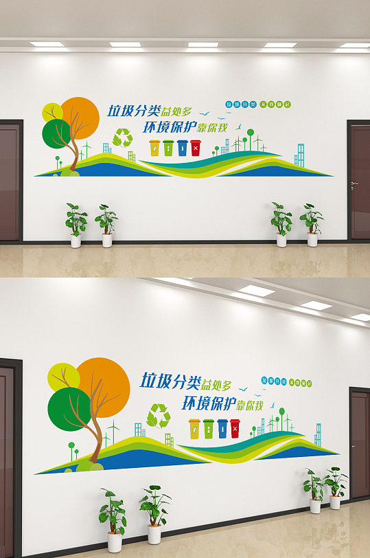 垃圾分类保护环境文化墙设计
