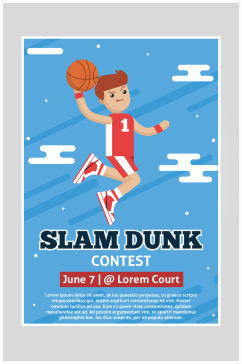 创意蓝色简约篮球比赛海报设计