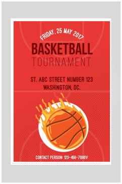 创意红色大气篮球比赛海报设计