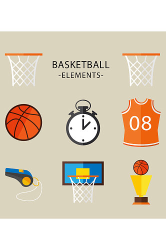 创意质感篮球篮筐球衣元素设计
