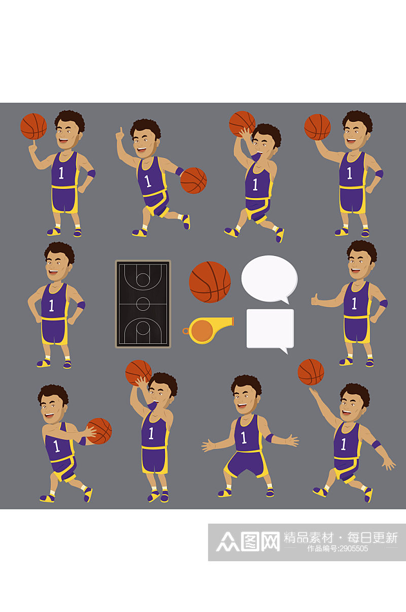创意篮球人物姿势元素设计素材