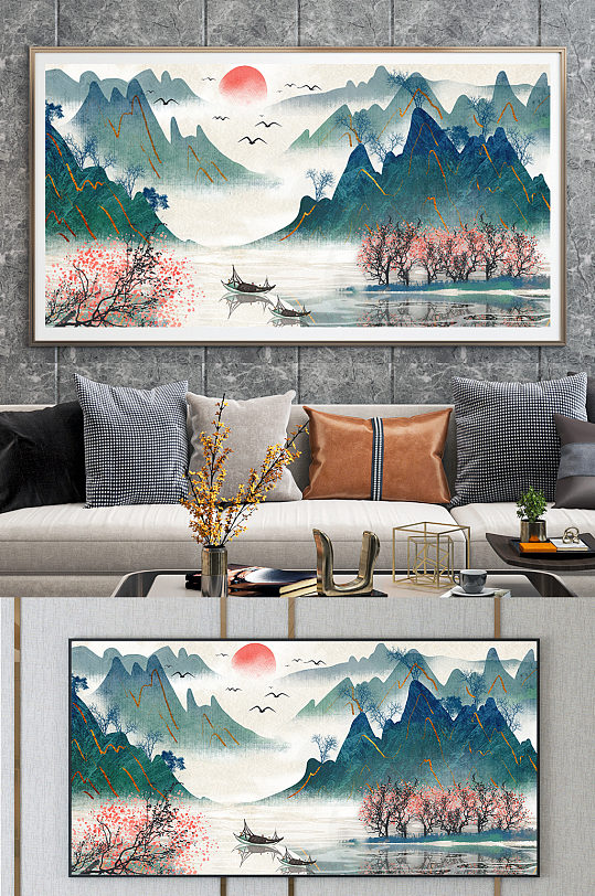 水墨如风山水画装饰画设计-众图网