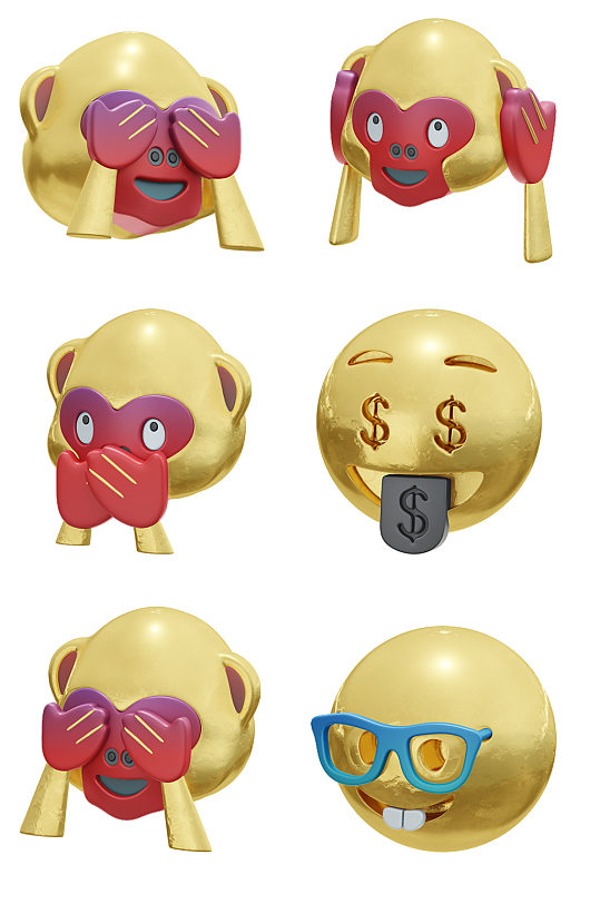 金属质感聊天表情包元素设计