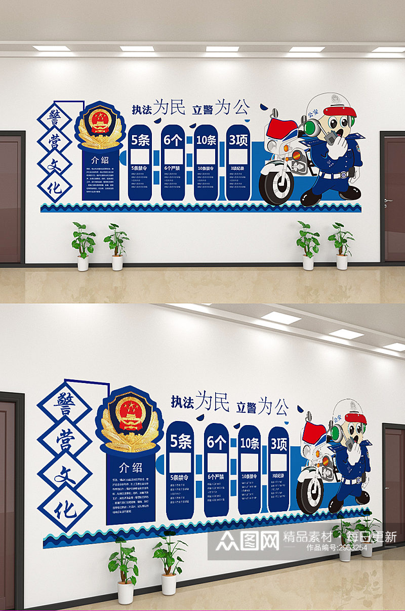 创意警察文宣传文化墙设计素材