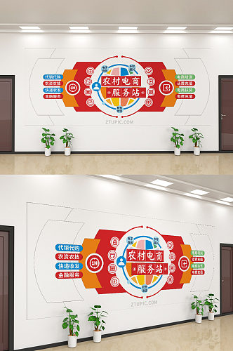 创意农村电商服务站文化墙设计