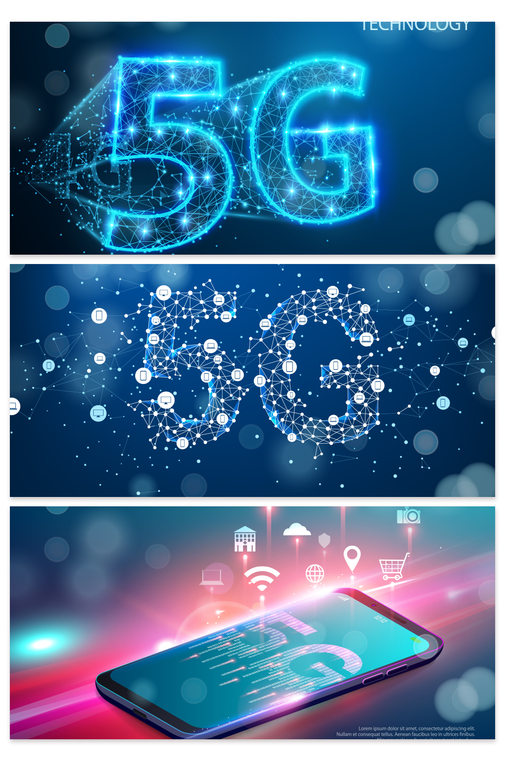 蓝色5G网络时代背景设计素材