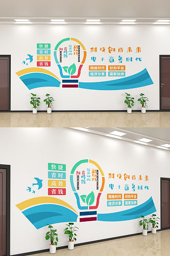 电商农村服务站文化墙设计