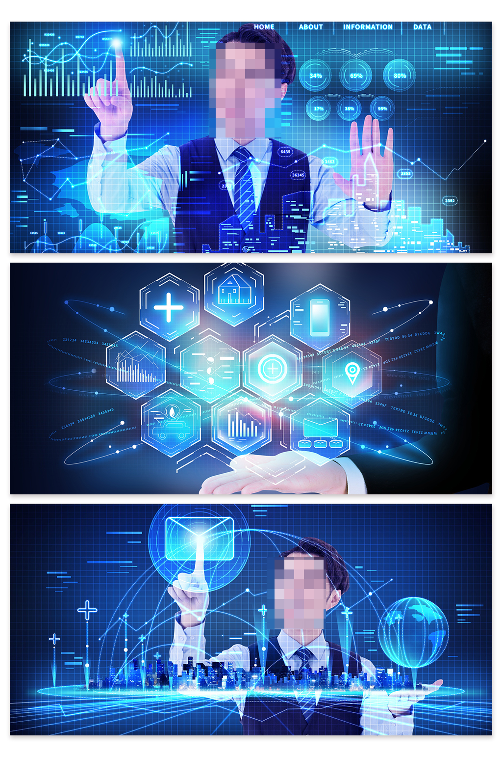 创意蓝色科技AI智能数据背景设计素材