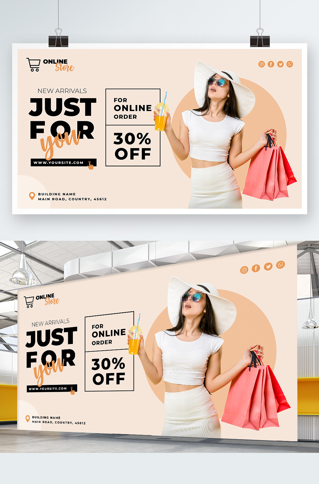 创意简约女装销售促销海报设计素材