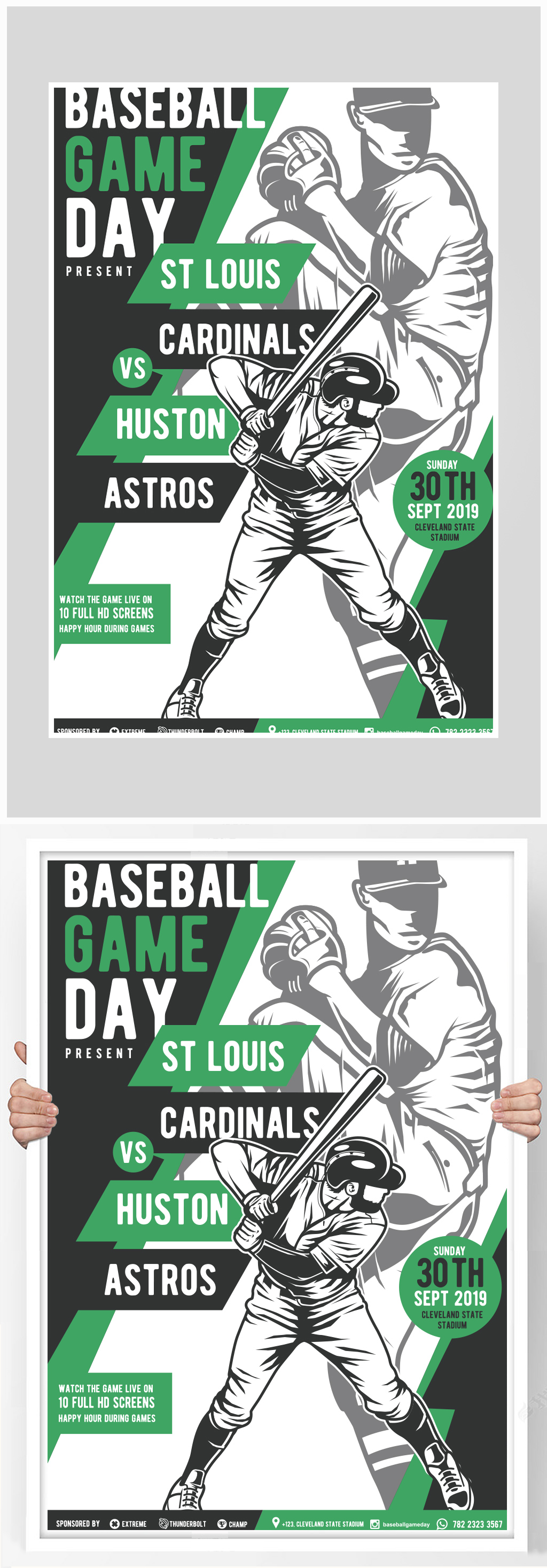 创意简约棒球运动健身海报设计