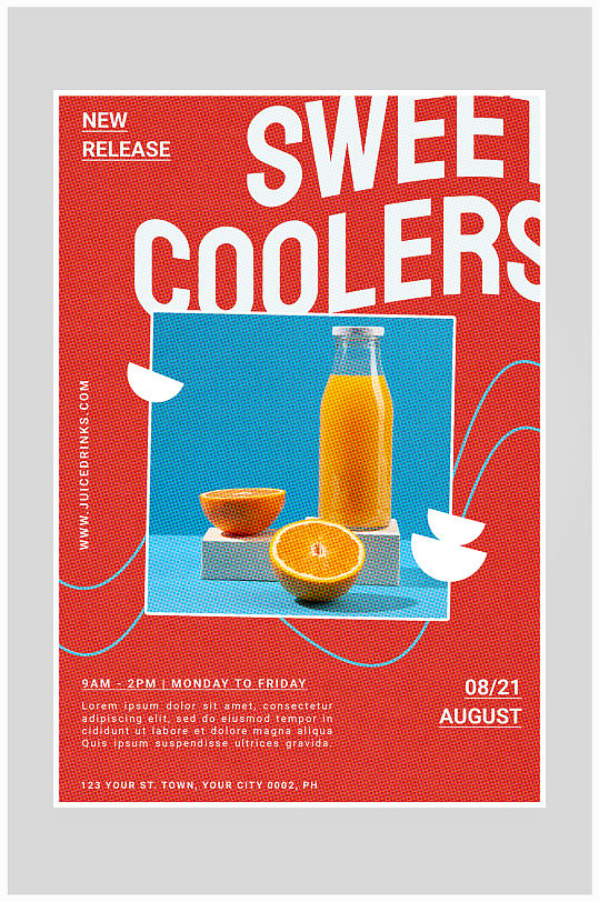 创意大气果汁饮料打折海报设计
