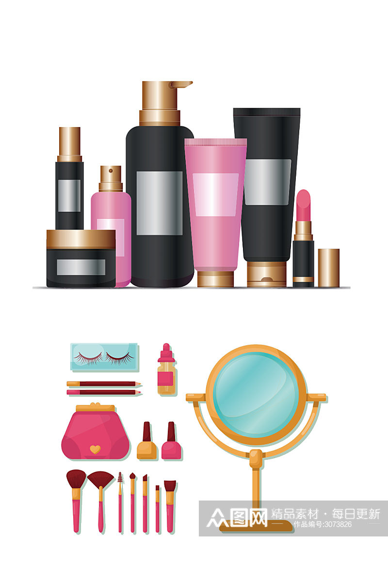 创意化妆品美容镜子元素设计素材