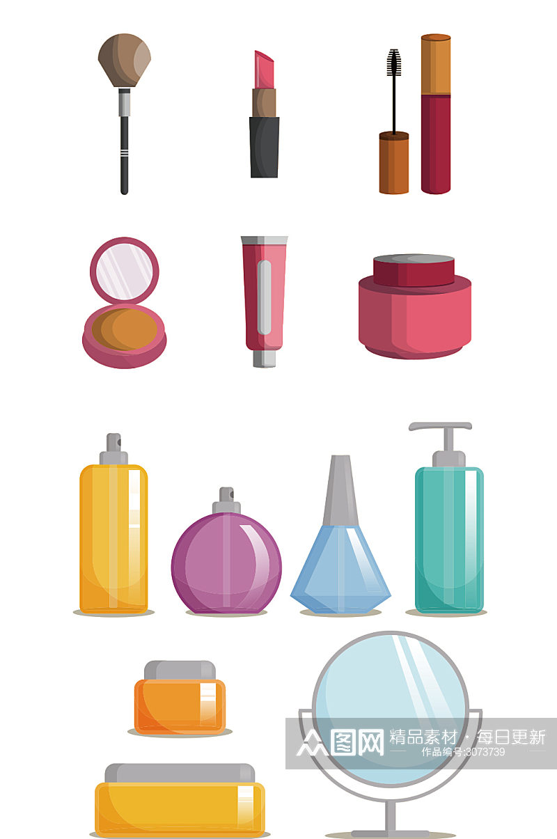 化妆工具香水口红元素设计素材