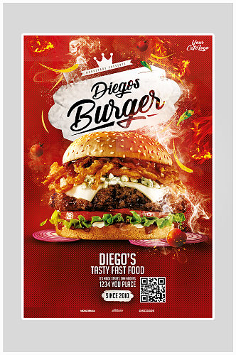 创意大气汉堡美食海报设计