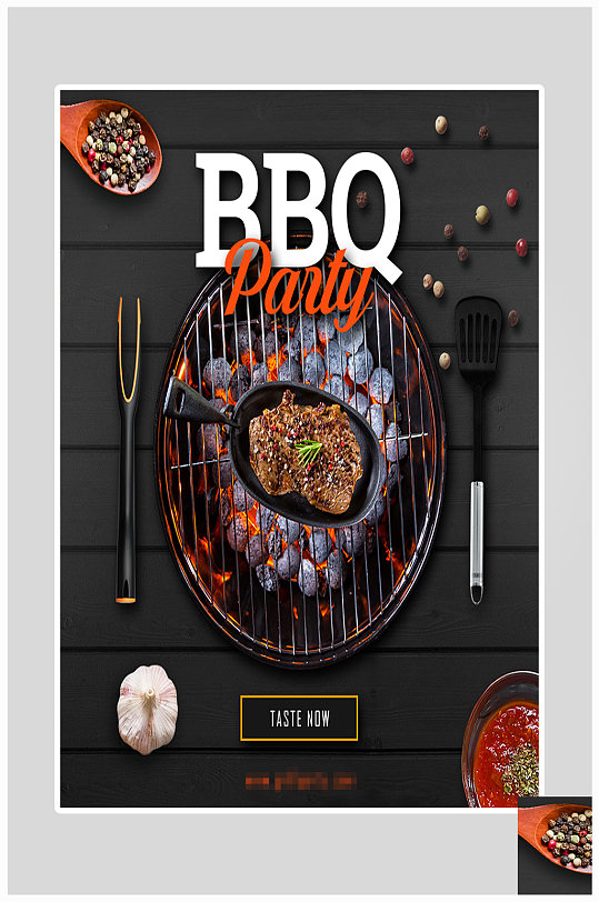 创意大气BBQ烧烤美食海报设计
