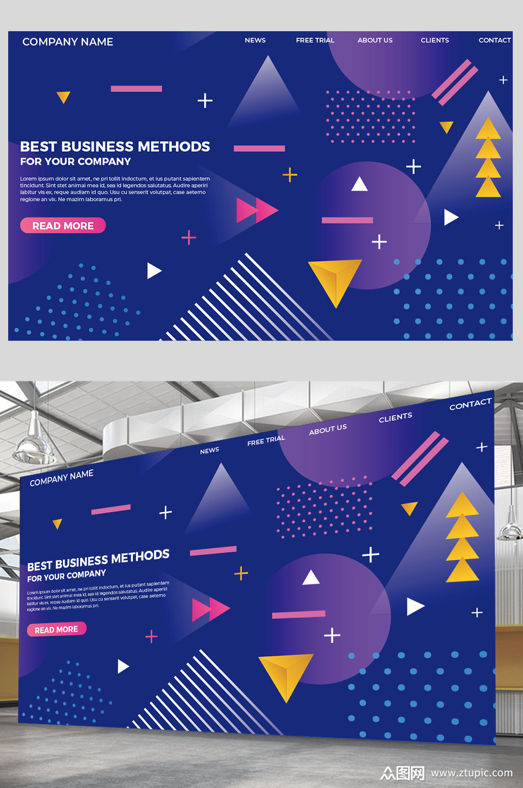 创意渐变色块拼接商务展板设计模板下载-编号3295749-众图网