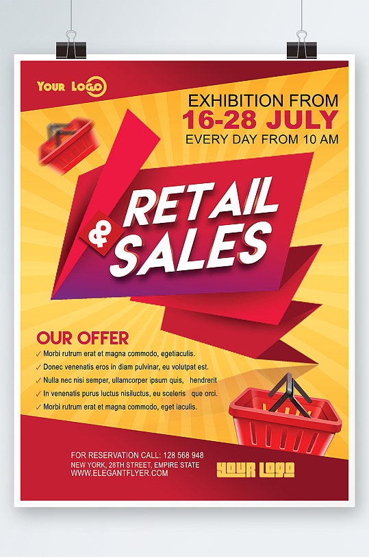 创意简约打折销售海报设计-众图网