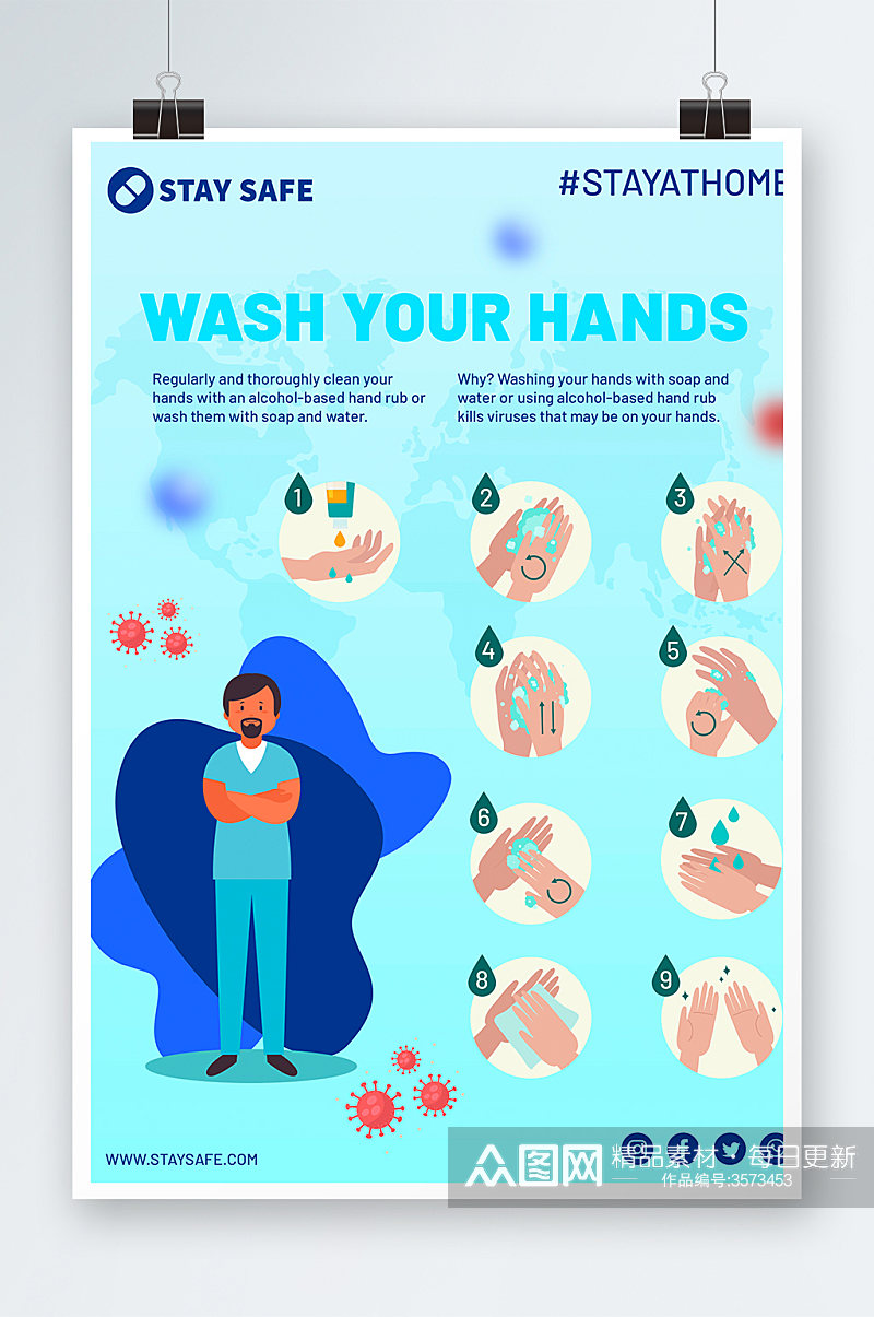 创意简约洗手步骤海报设计素材