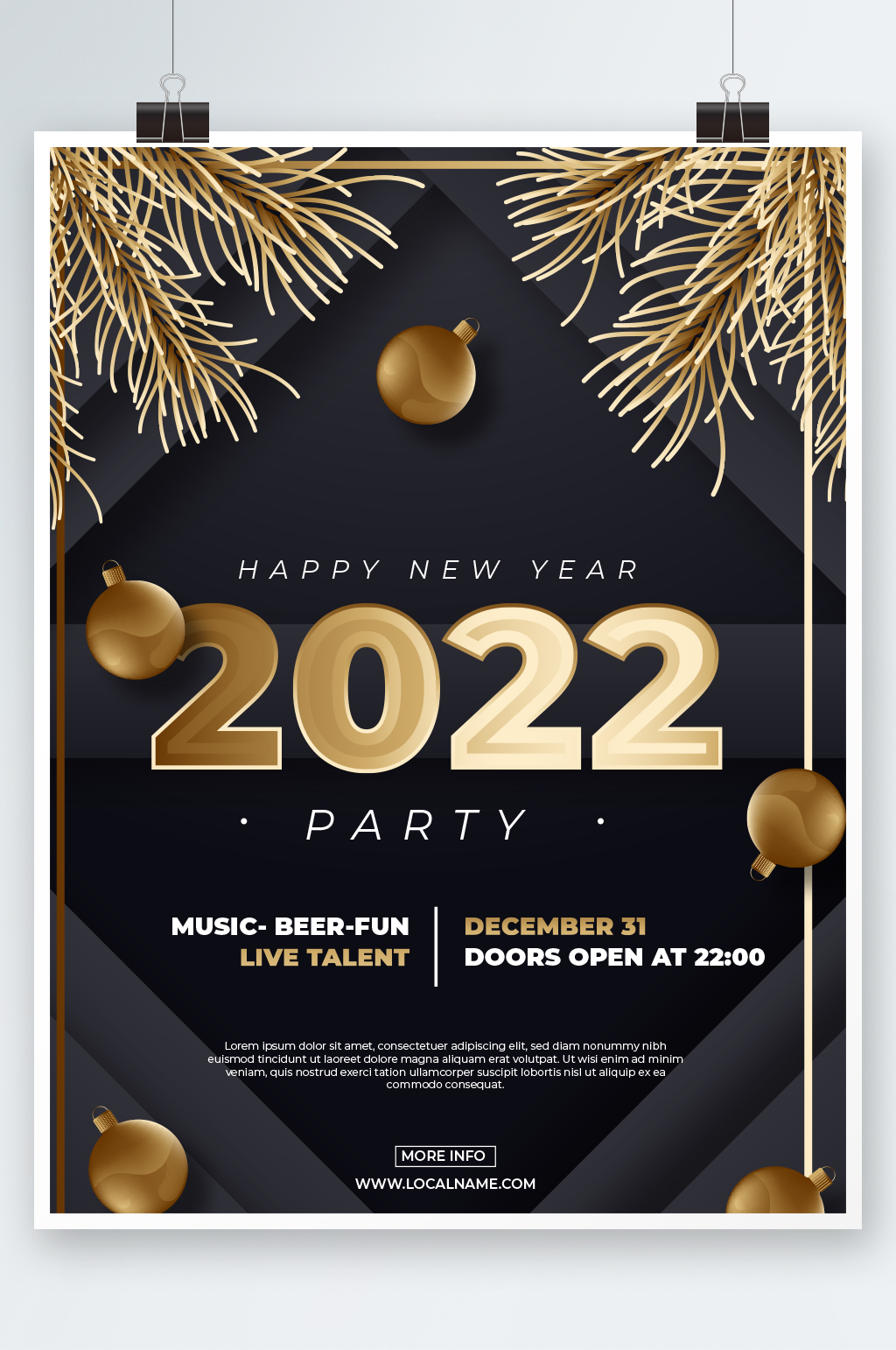 黑金质感新年狂欢海报设计素材