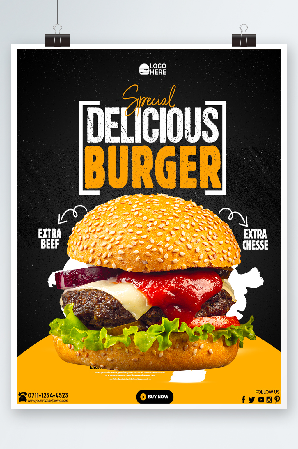 高端美食汉堡薯条海报设计素材