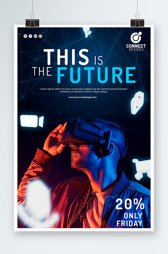 创意智能眼镜VR科技海报设计